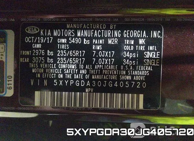 5XYPGDA30JG405720 фото 10