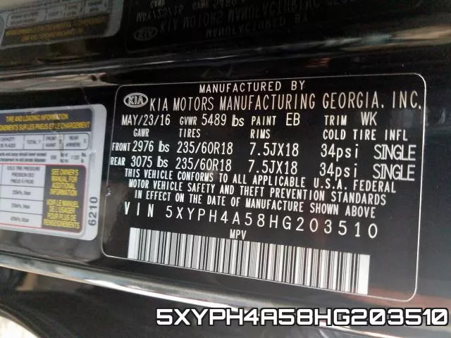 5XYPH4A58HG203510 фото 2