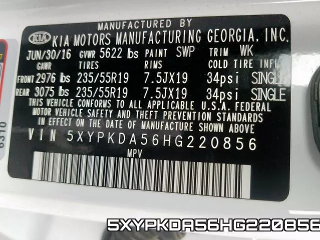 5XYPKDA56HG220856 фото 2