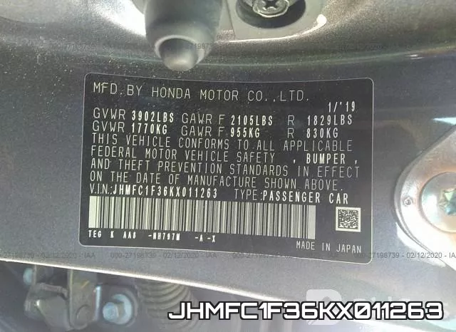 JHMFC1F36KX011263 фото 10