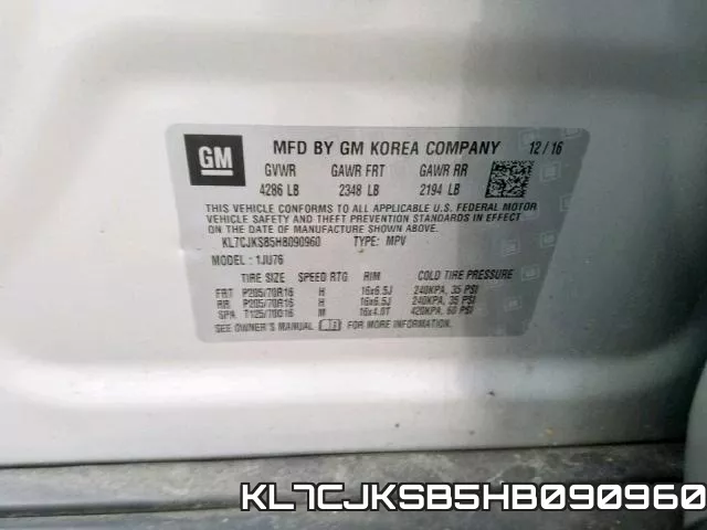 KL7CJKSB5HB090960 фото 2
