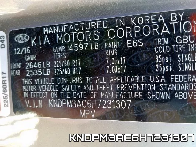 KNDPM3AC6H7231307 фото 2