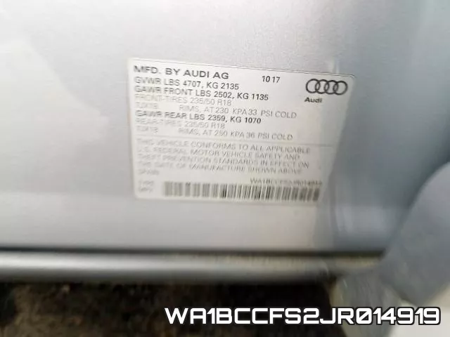 WA1BCCFS2JR014919 фото 2
