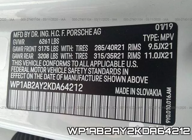 WP1AB2AY2KDA64212 фото 10