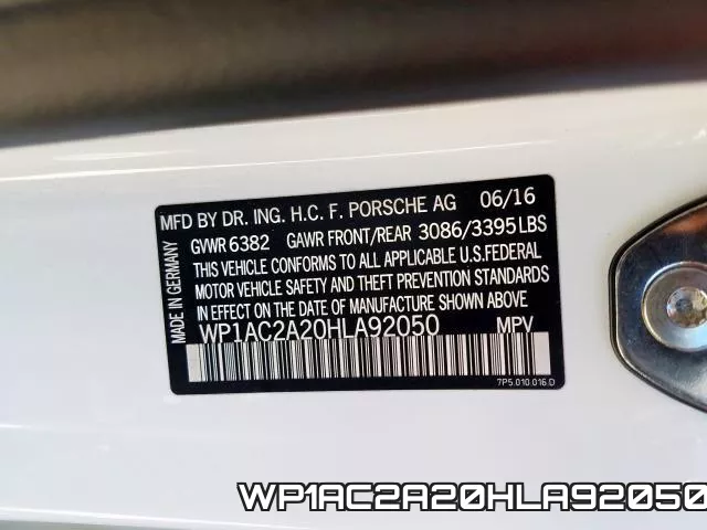 WP1AC2A20HLA92050 фото 2