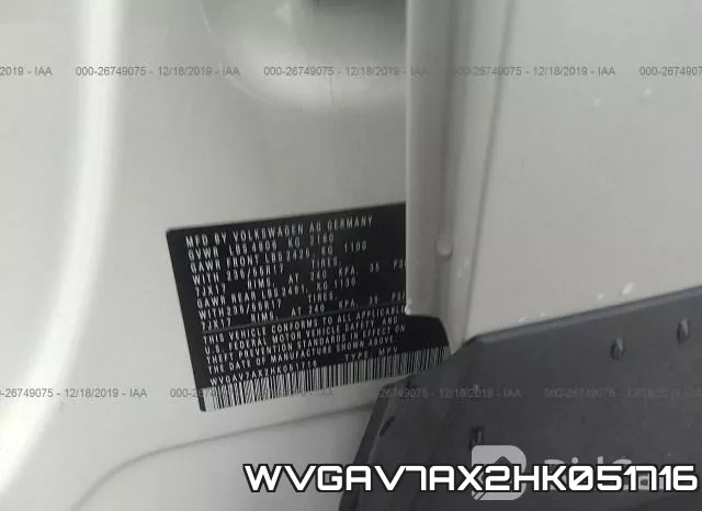 WVGAV7AX2HK051716 фото 10
