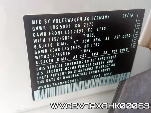WVGBV7AX8HK000631 фото 2