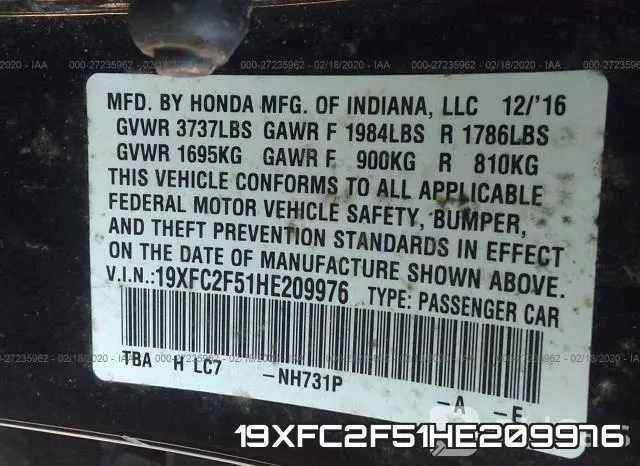 19XFC2F51HE209976 фото 10