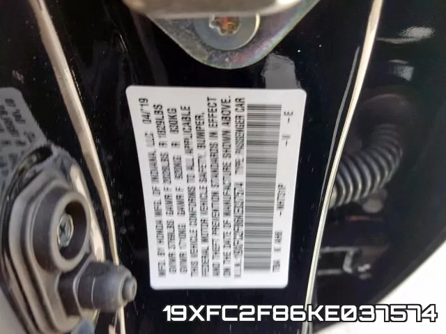 19XFC2F86KE037574 фото 2