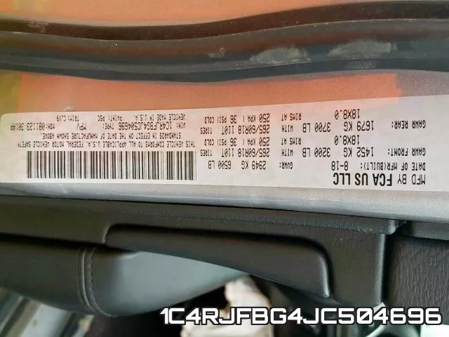 1C4RJFBG4JC504696 фото 2