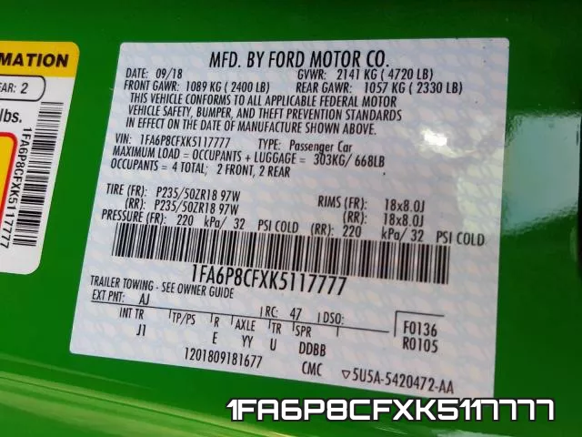 1FA6P8CFXK5117777 фото 2