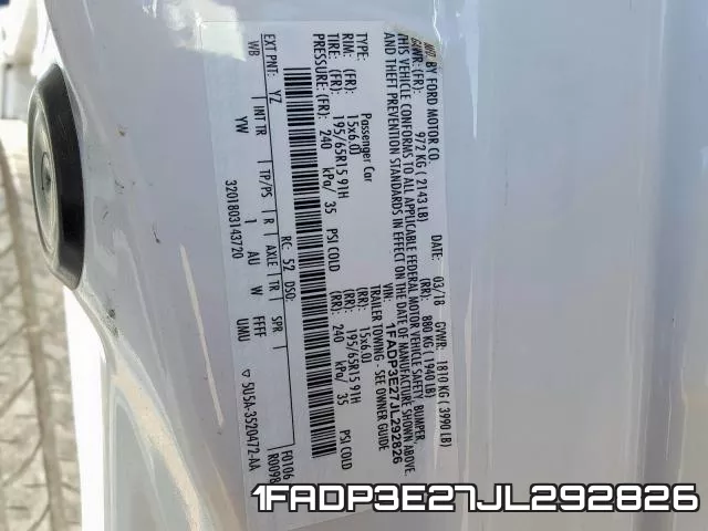 1FADP3E27JL292826 фото 2