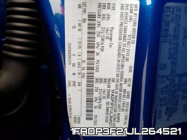 1FADP3F21JL264521 фото 2