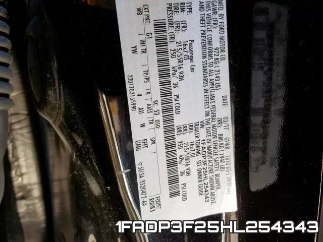 1FADP3F25HL254343 фото 2