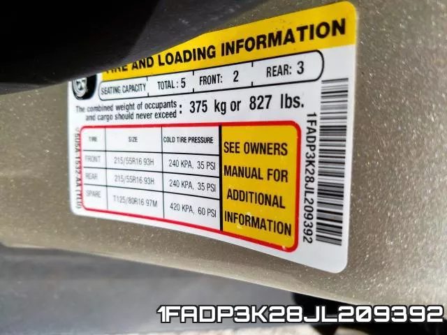 1FADP3K28JL209392 фото 2