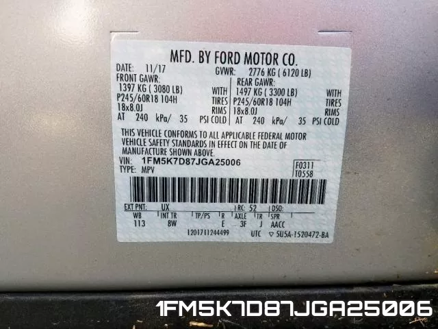 1FM5K7D87JGA25006 фото 2