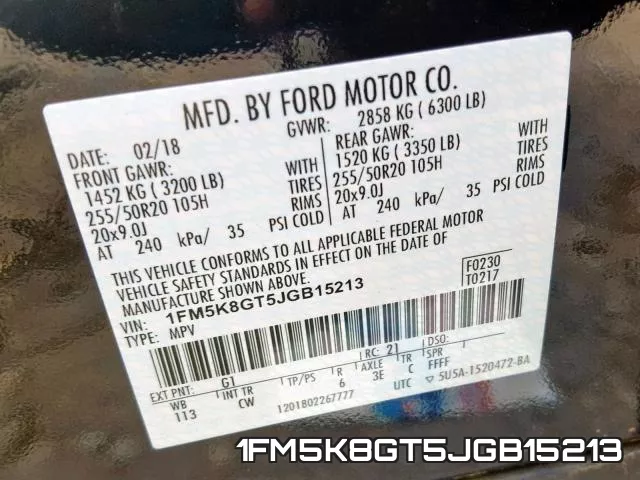 1FM5K8GT5JGB15213 фото 2