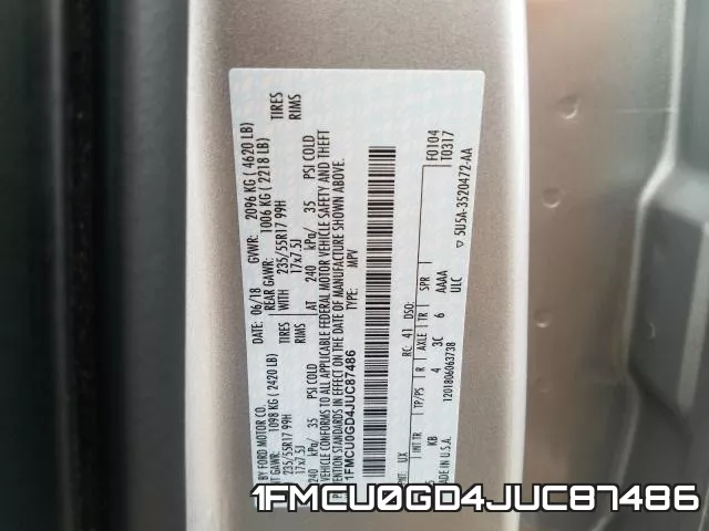 1FMCU0GD4JUC87486 фото 2