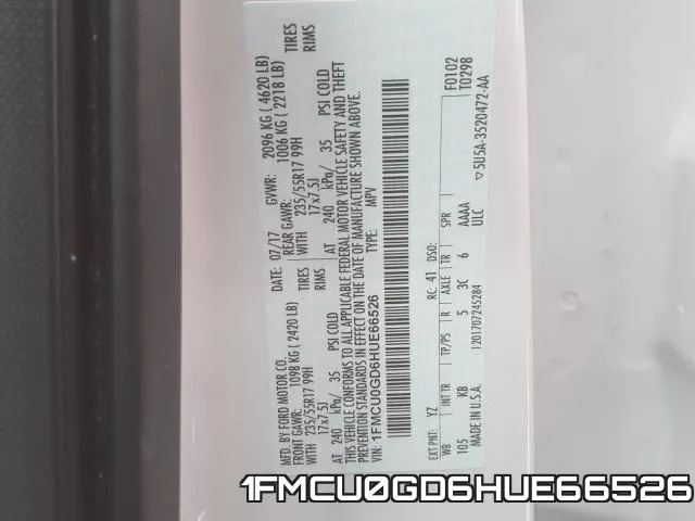 1FMCU0GD6HUE66526 фото 2