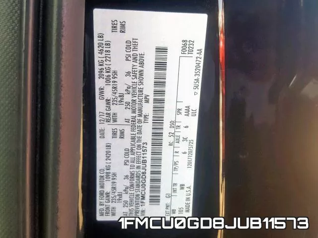 1FMCU0GD8JUB11573 фото 2