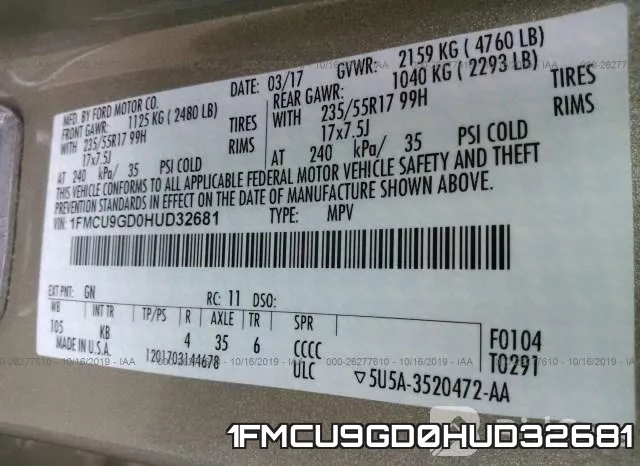1FMCU9GD0HUD32681 фото 10