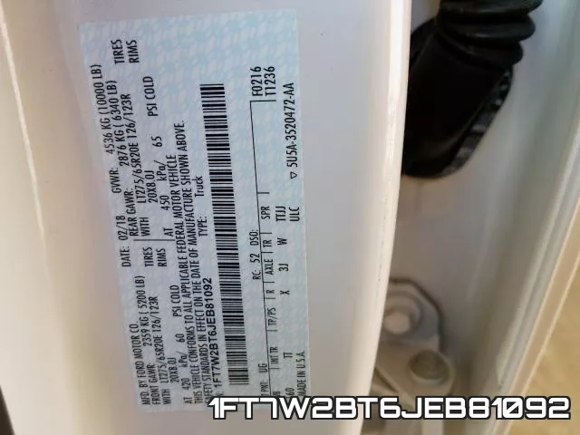 1FT7W2BT6JEB81092 фото 2