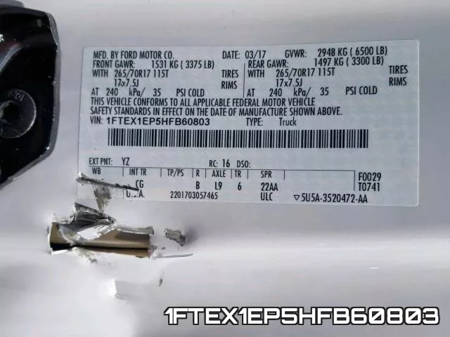 1FTEX1EP5HFB60803 фото 2
