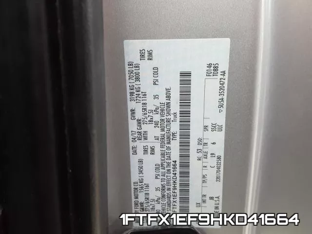 1FTFX1EF9HKD41664 фото 2