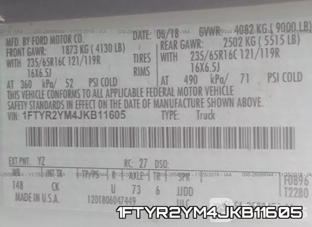 1FTYR2YM4JKB11605 фото 10