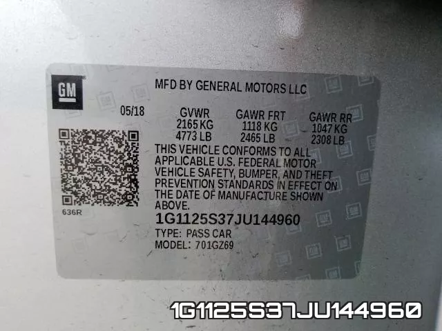 1G1125S37JU144960 фото 2
