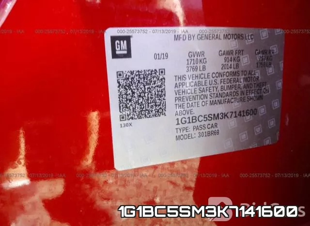 1G1BC5SM3K7141600 фото 10