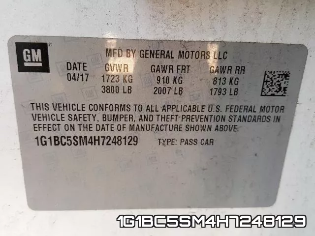 1G1BC5SM4H7248129 фото 2