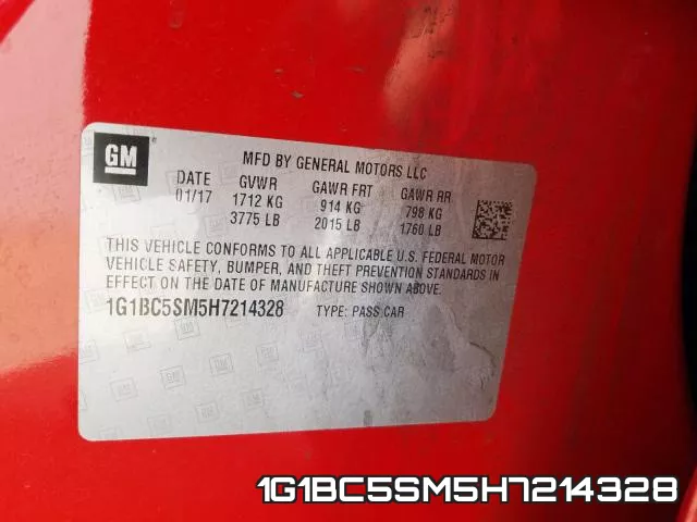 1G1BC5SM5H7214328 фото 2