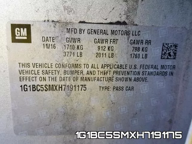 1G1BC5SMXH7191175 фото 2