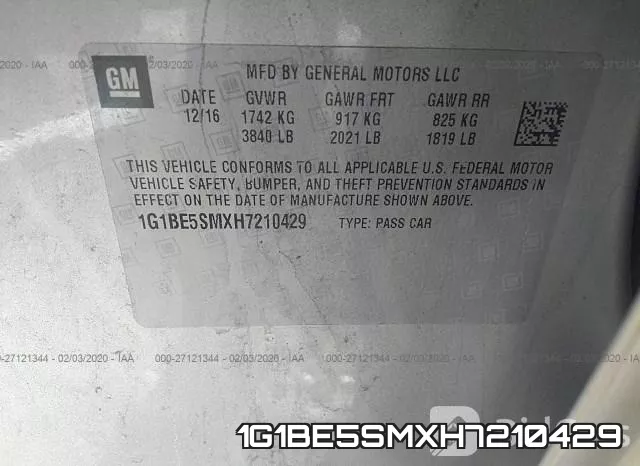 1G1BE5SMXH7210429 фото 10