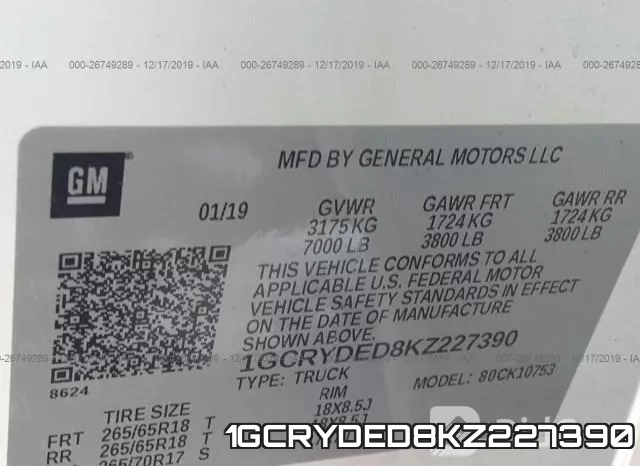 1GCRYDED8KZ227390 фото 10