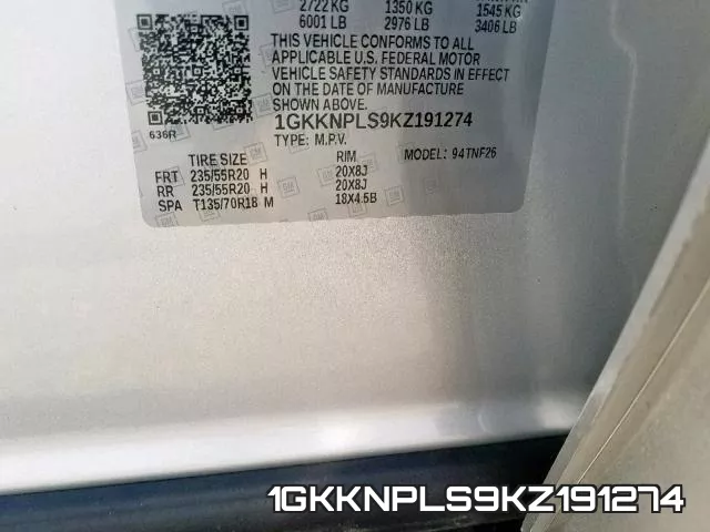 1GKKNPLS9KZ191274 фото 2