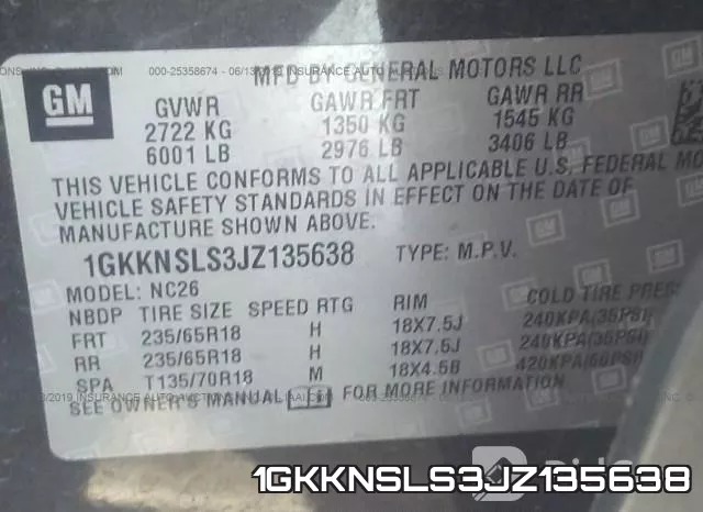 1GKKNSLS3JZ135638 фото 10