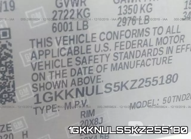 1GKKNULS5KZ255180 фото 10