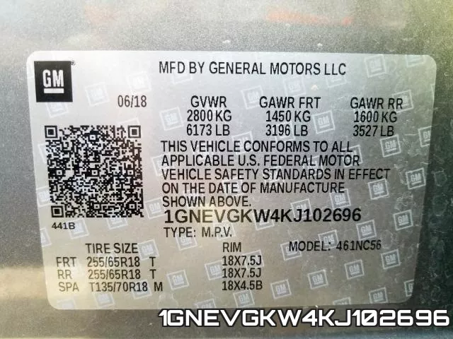 1GNEVGKW4KJ102696 фото 2