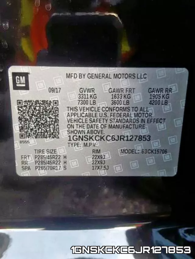 1GNSKCKC6JR127853 фото 2