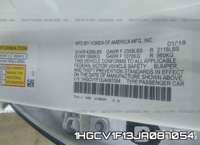 1HGCV1F13JA087054 фото 10