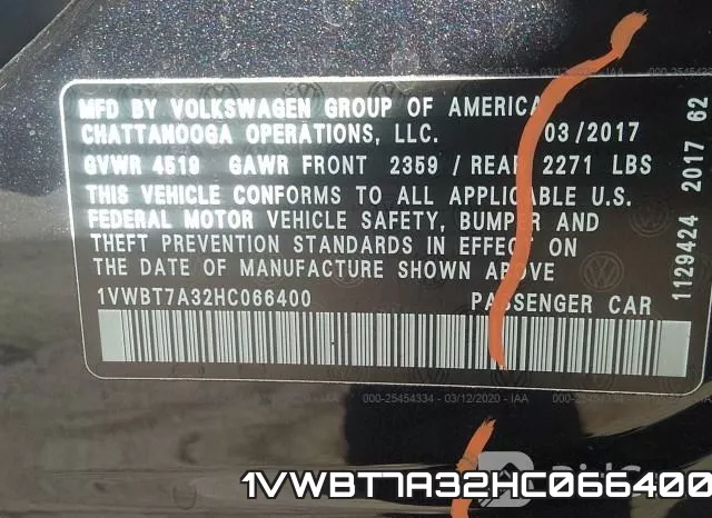 1VWBT7A32HC066400 фото 10