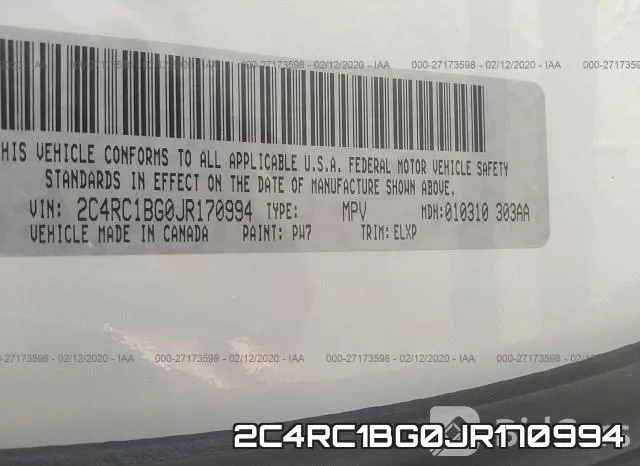2C4RC1BG0JR170994 фото 10