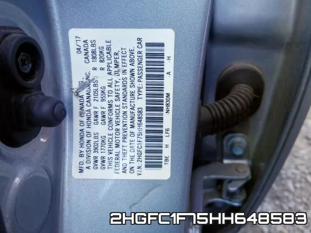 2HGFC1F75HH648583 фото 2