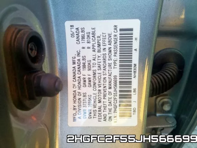 2HGFC2F55JH566699 фото 2