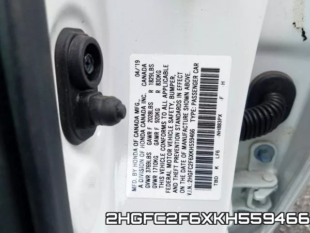 2HGFC2F6XKH559466 фото 2