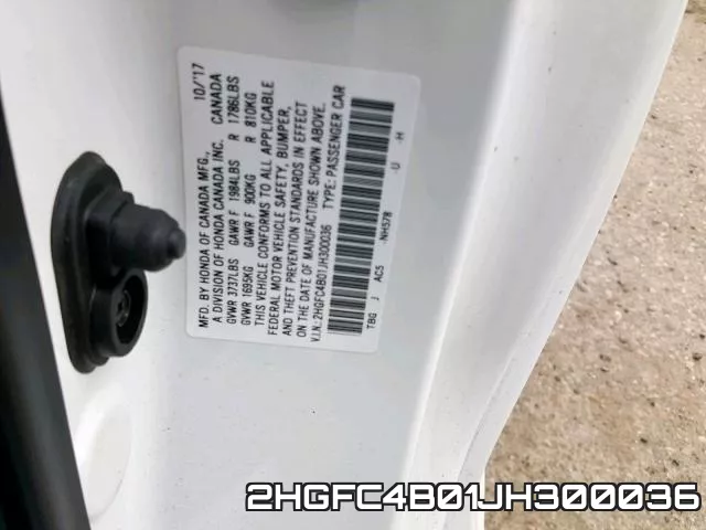 2HGFC4B01JH300036 фото 2