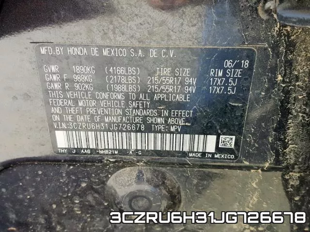 3CZRU6H31JG726678 фото 2