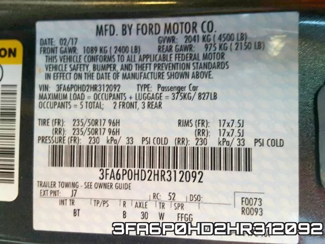 3FA6P0HD2HR312092 фото 2